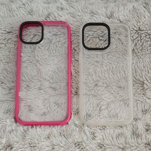 Transparent Pink and Clear Phone Case Set